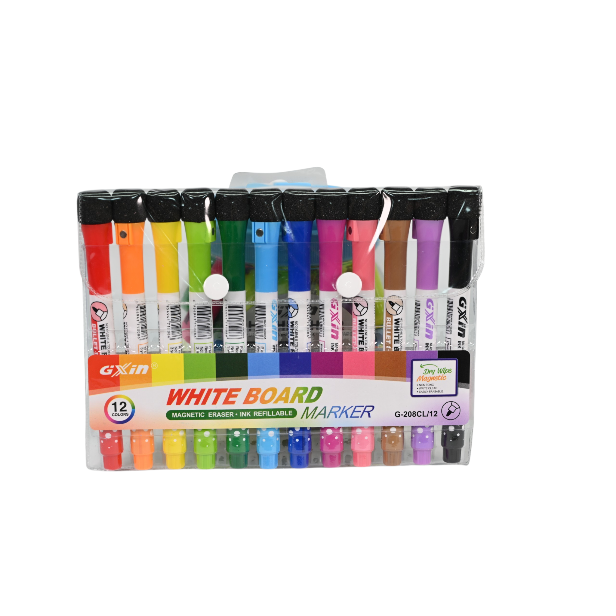 GXin Whiteboard Marker Set with Magnetic Eraser – 12 Colors – Al