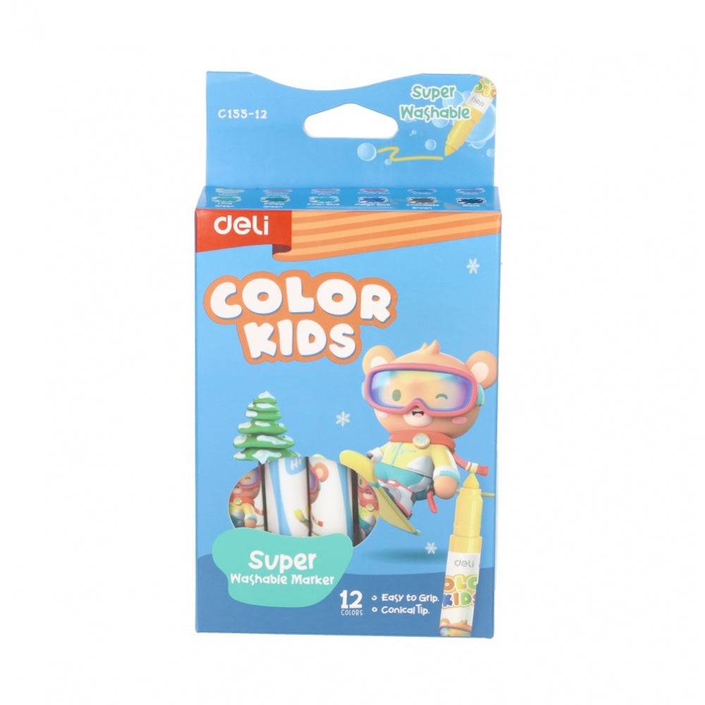 Deli Kids Washable Marker Set 12 Colors
