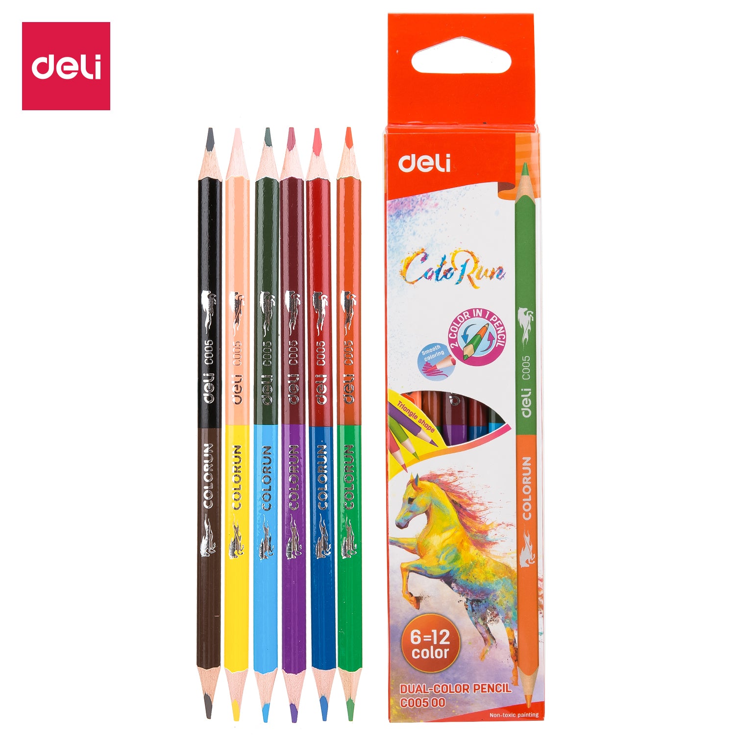 Deli Dual Color Pencils-6 Colors