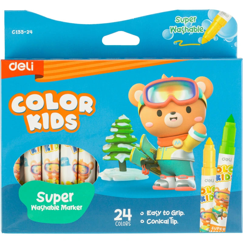Deli Kids Washable Marker Set 24 Colors