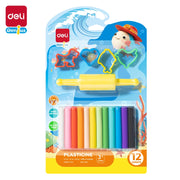 Deli Plasticine Clay 12 Colors With 4 Molds