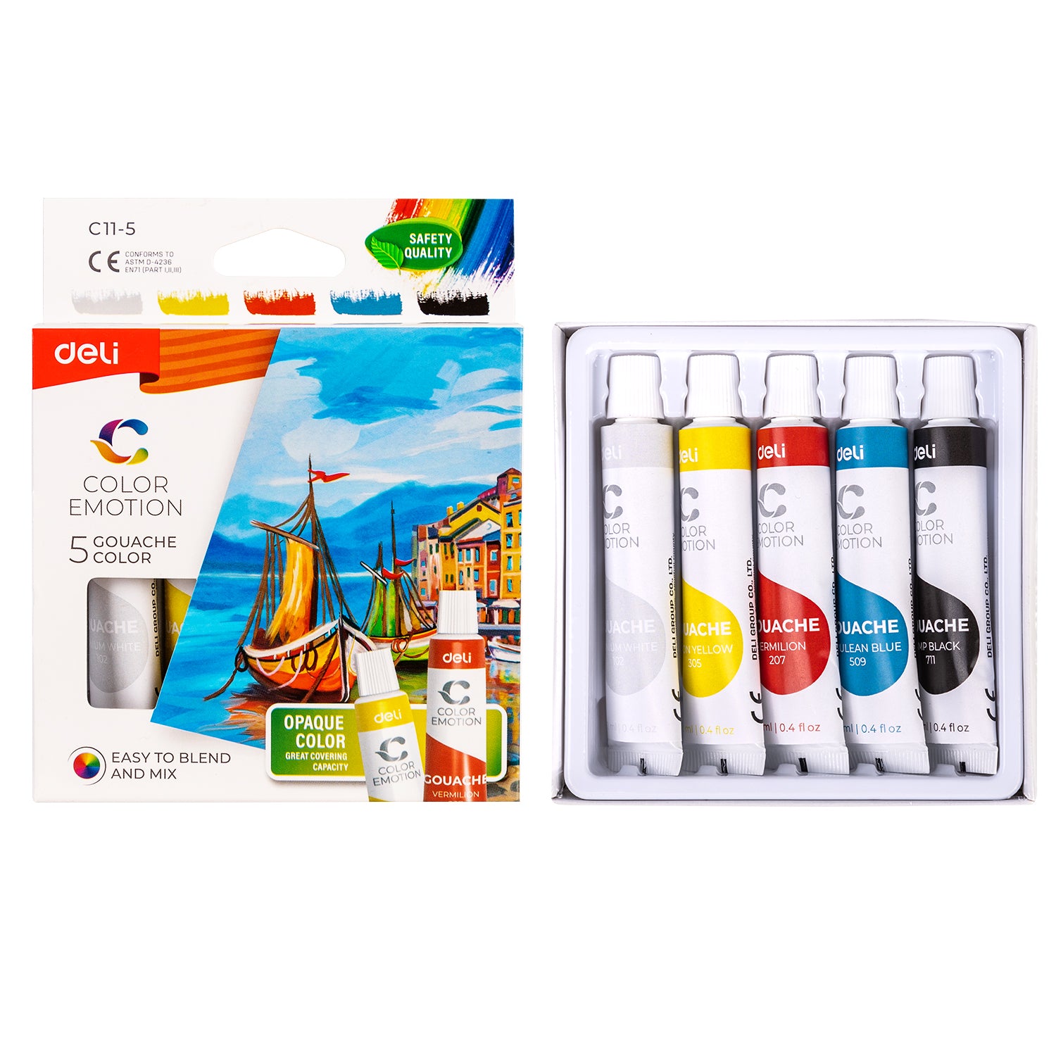 Deli Gouache Tubes 5 Colors