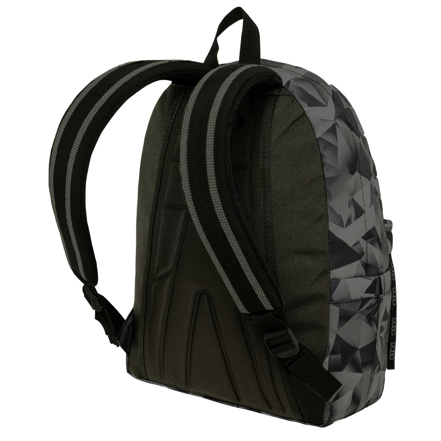 Polo Gray Geometric Pattern School Bag