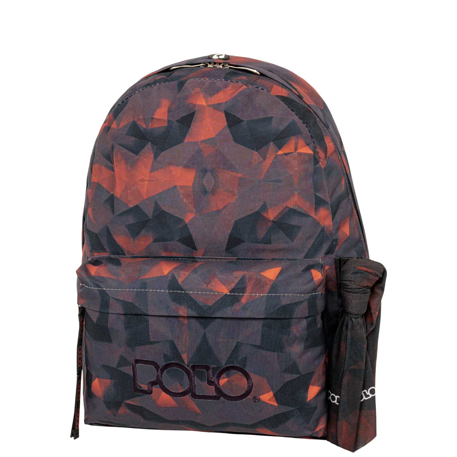 Polo Black & Red Geometric Pattern School Bag