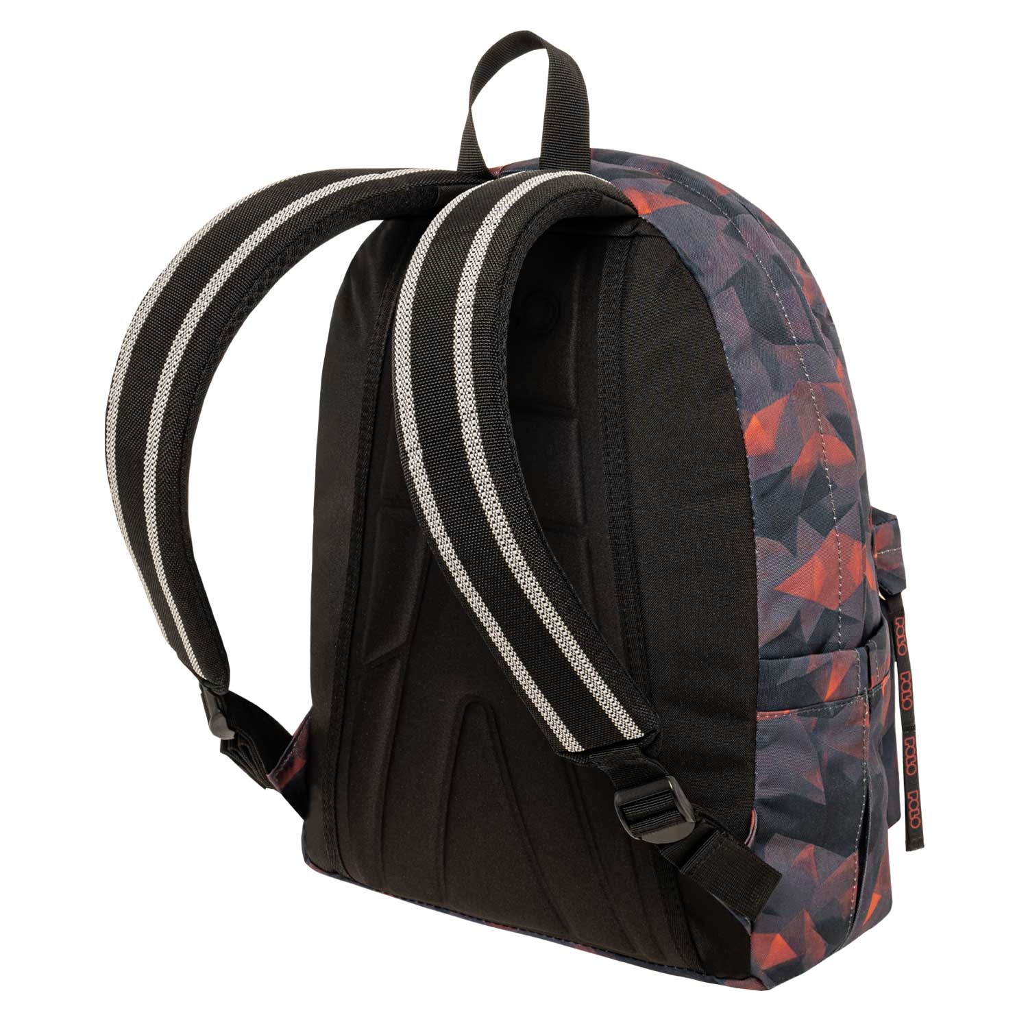 Polo Black & Red Geometric Pattern School Bag