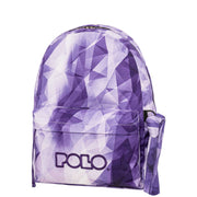 Polo Purple & White Geometric Pattern School Bag