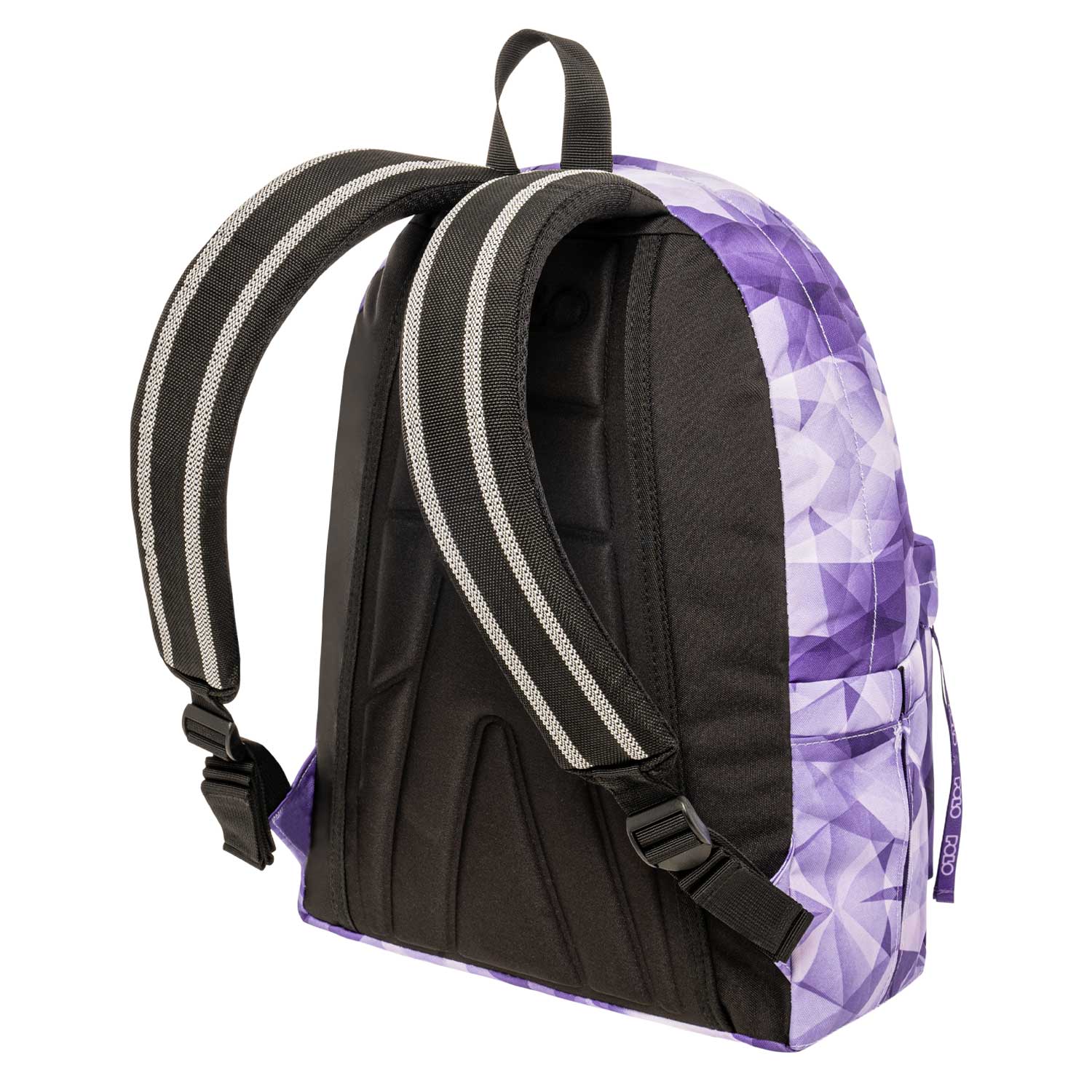 Polo Purple & White Geometric Pattern School Bag