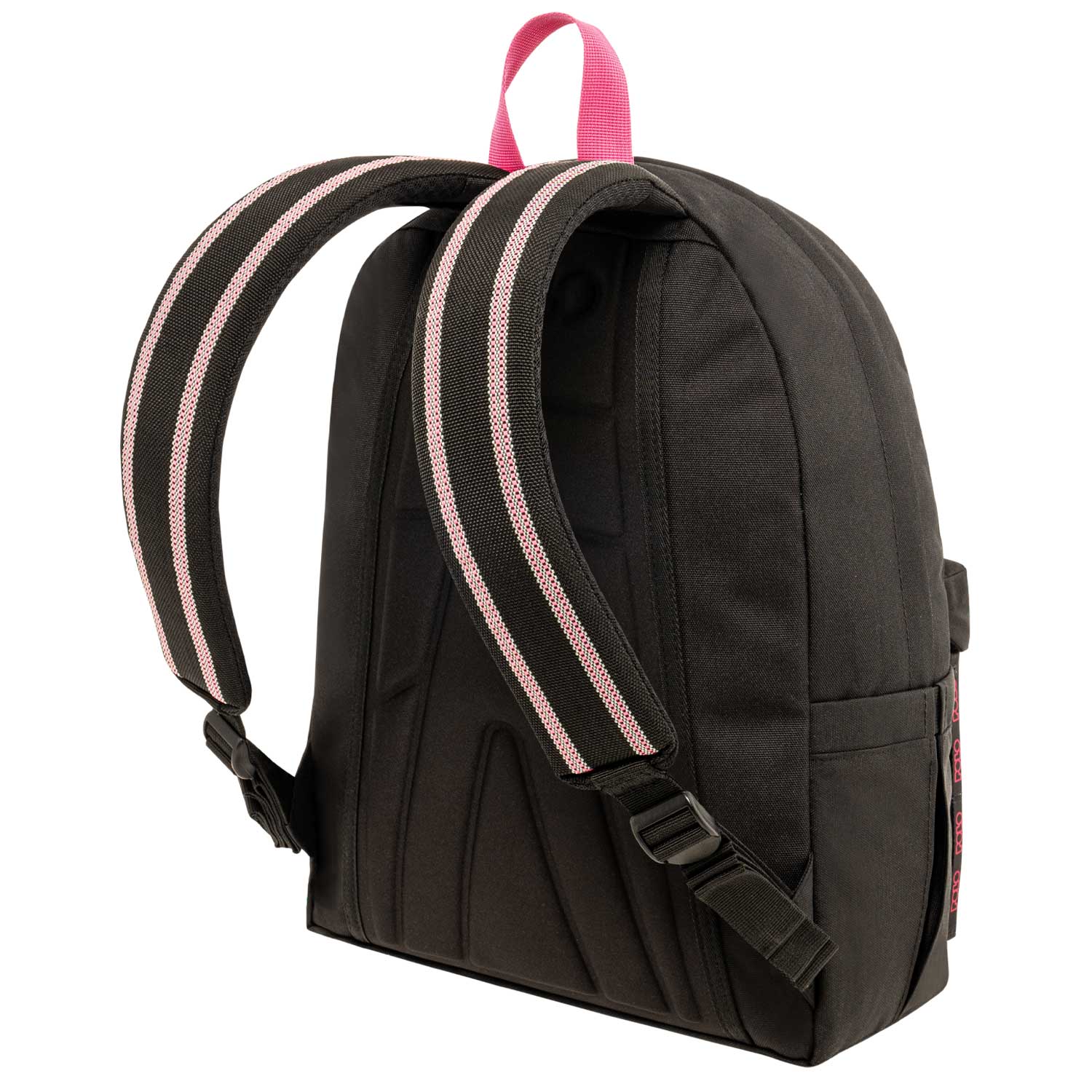 Polo Black & Pink School Bag with Floral Accent