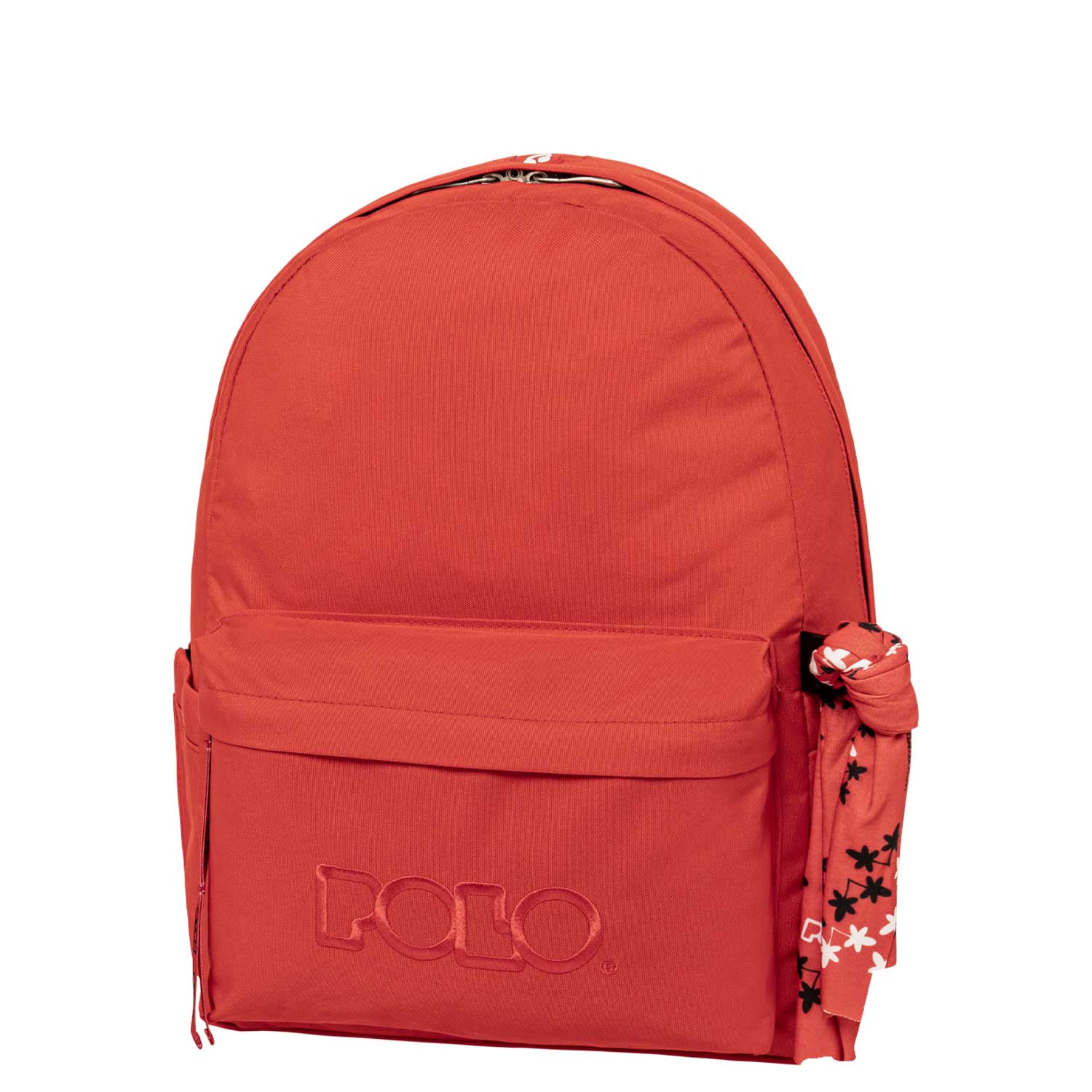 Polo Orange School Bag with Floral Accent