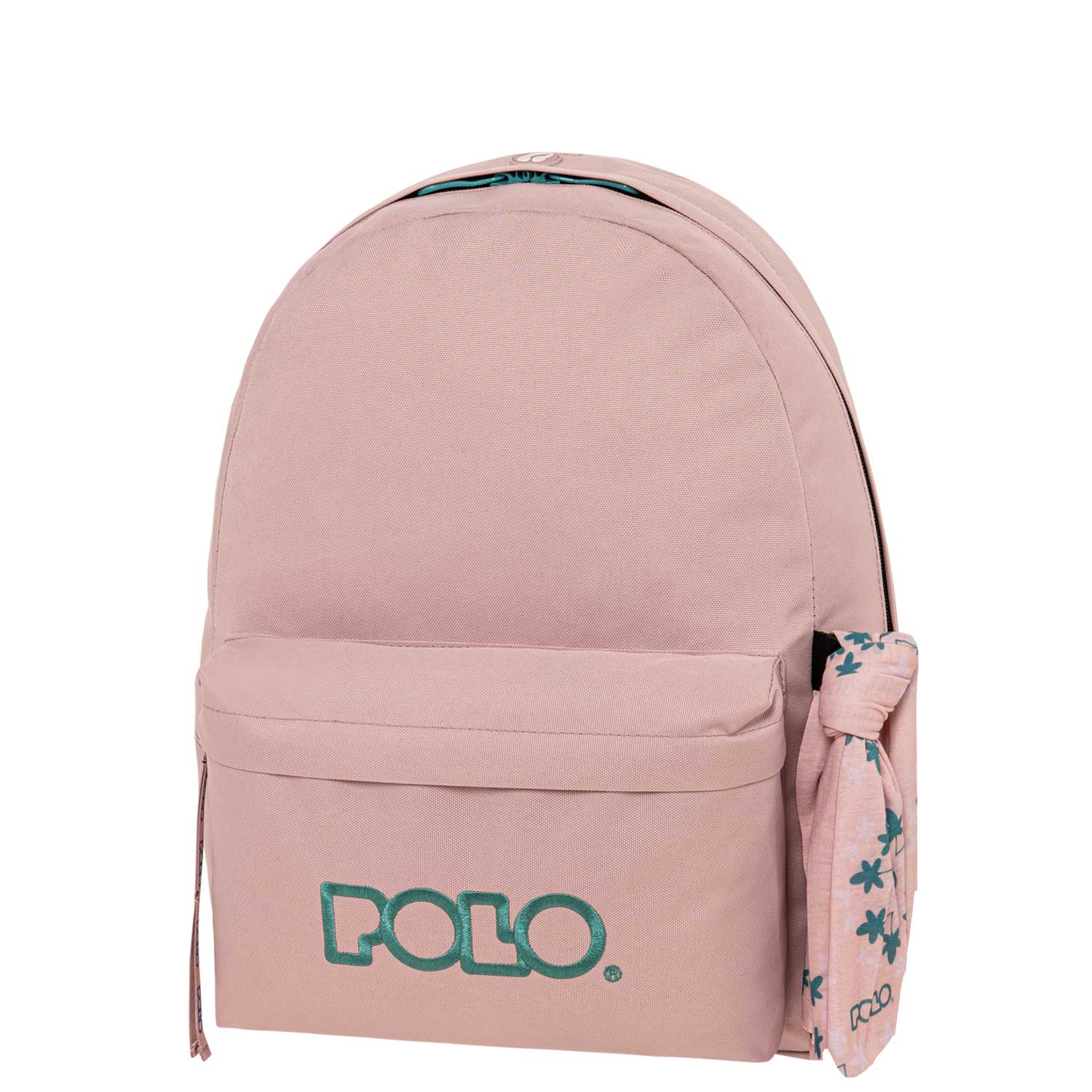 Polo Pink School Bag with Floral Accent