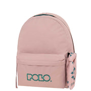 Polo Pink School Bag with Floral Accent