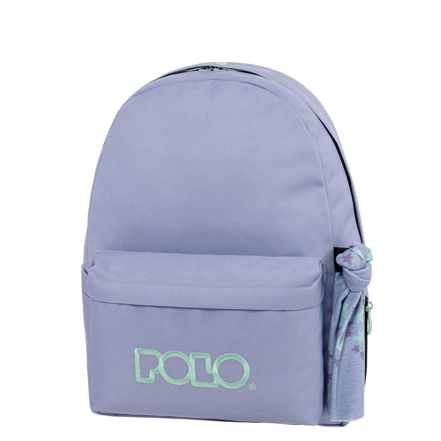 Polo Light blue School Bag with Floral Accent