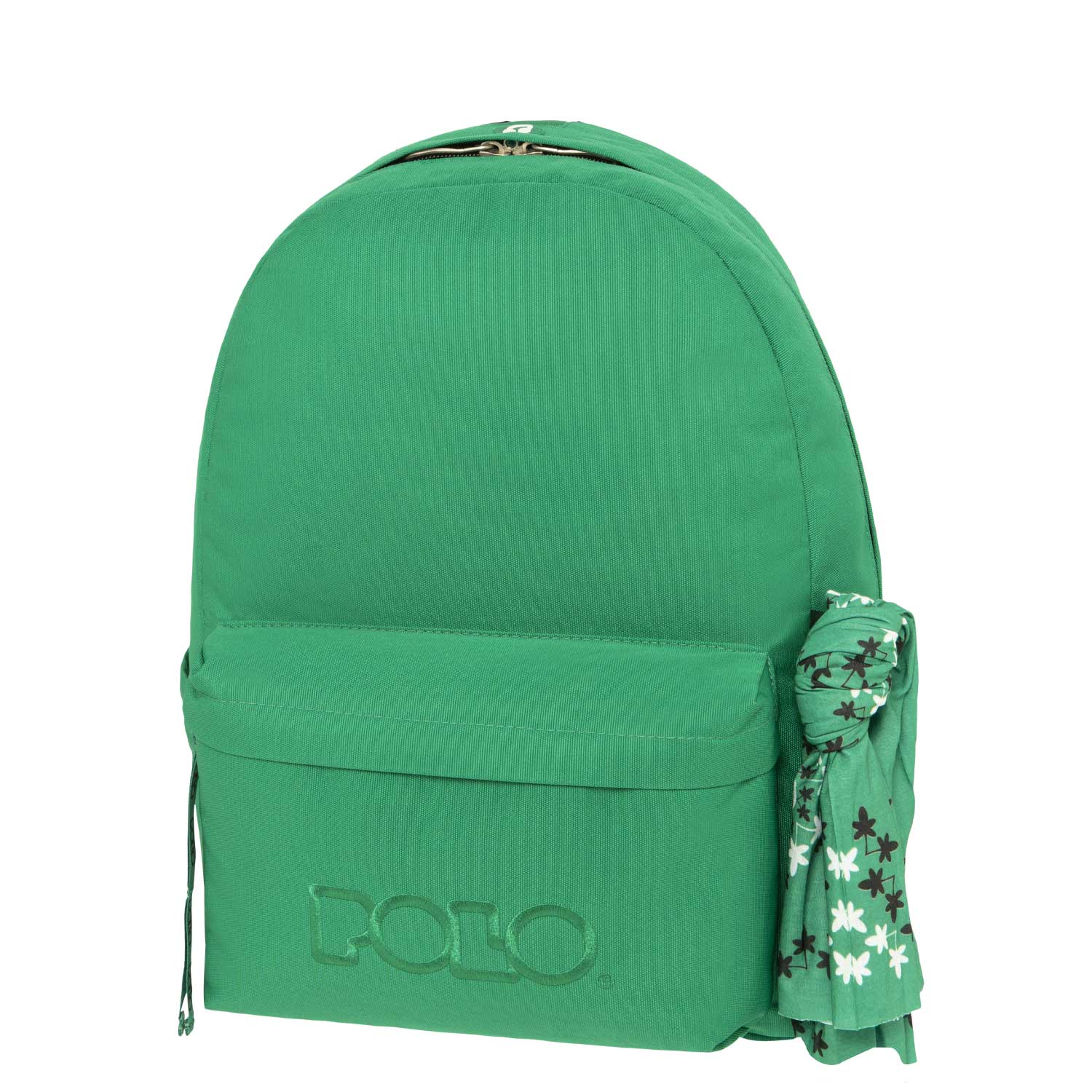 Polo Green School Bag with Floral Accent