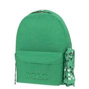 Polo Green School Bag with Floral Accent