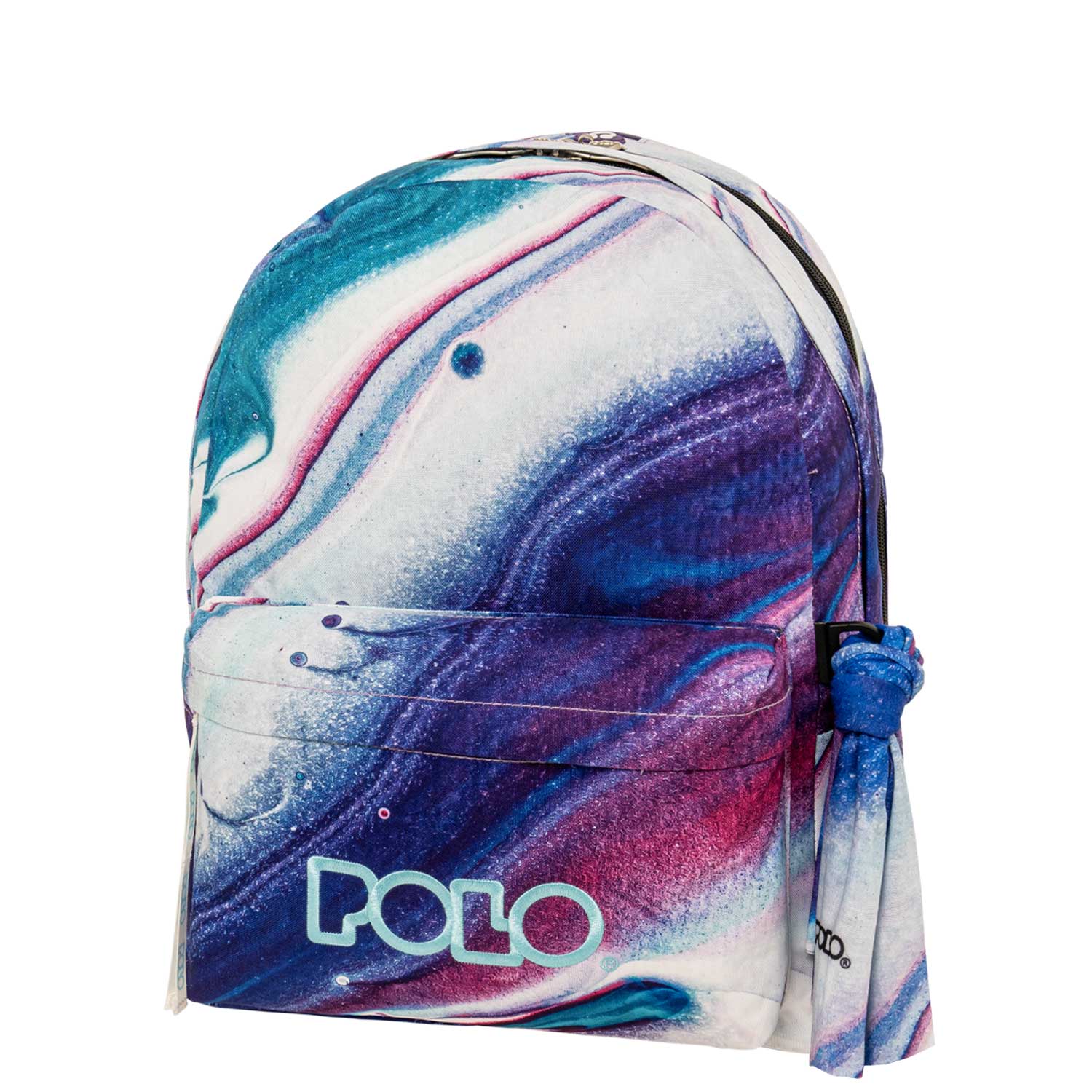 Polo White & Purple Marble Swirl Bag With Scarf