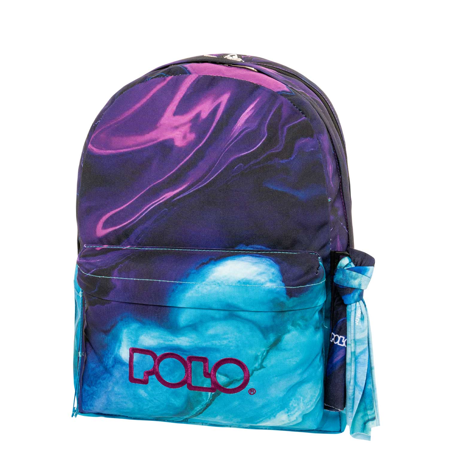 Polo Cyan & Purple Marble Swirl Bag With Scarf