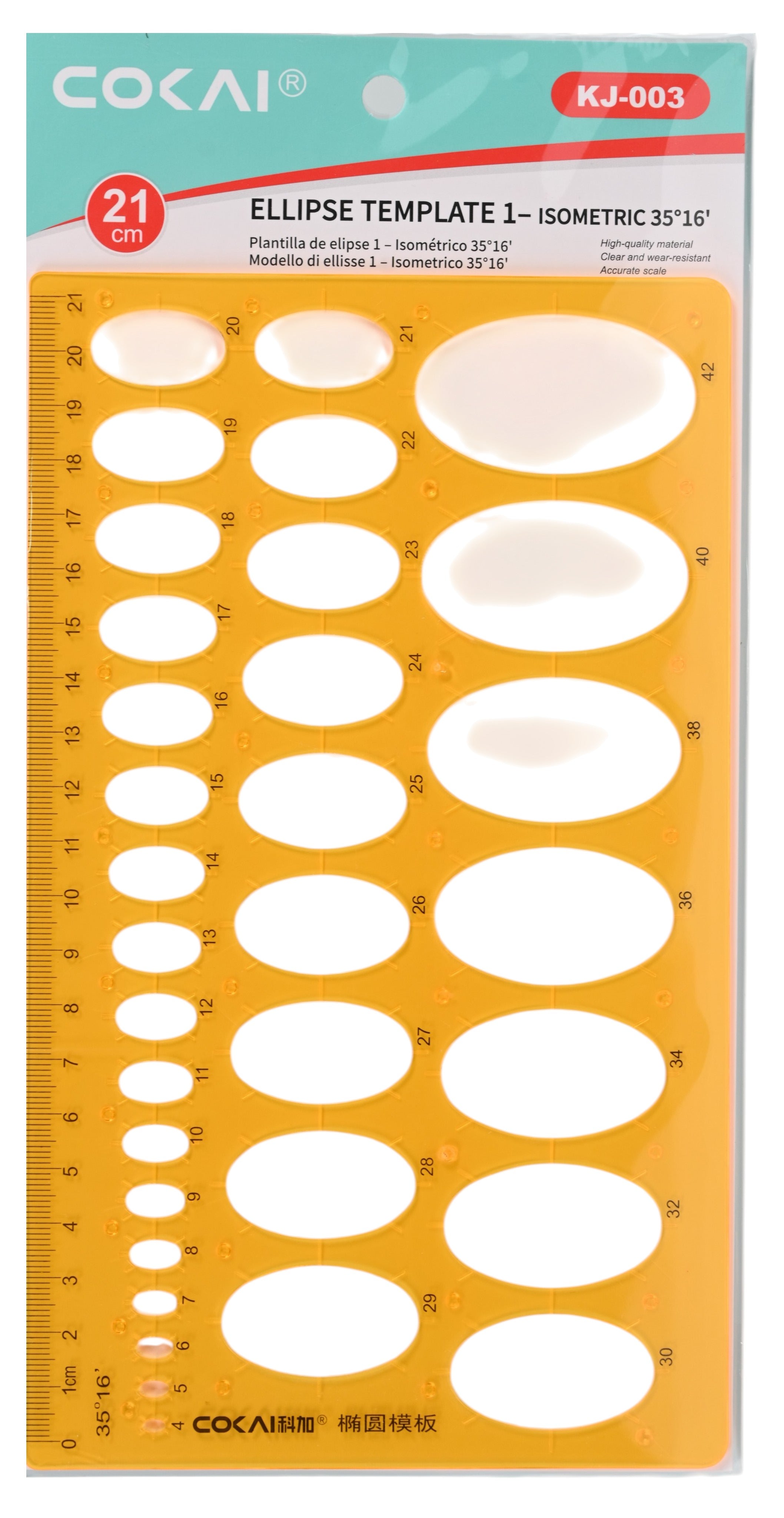 21cm Ellipse Template Ruler Isometric
