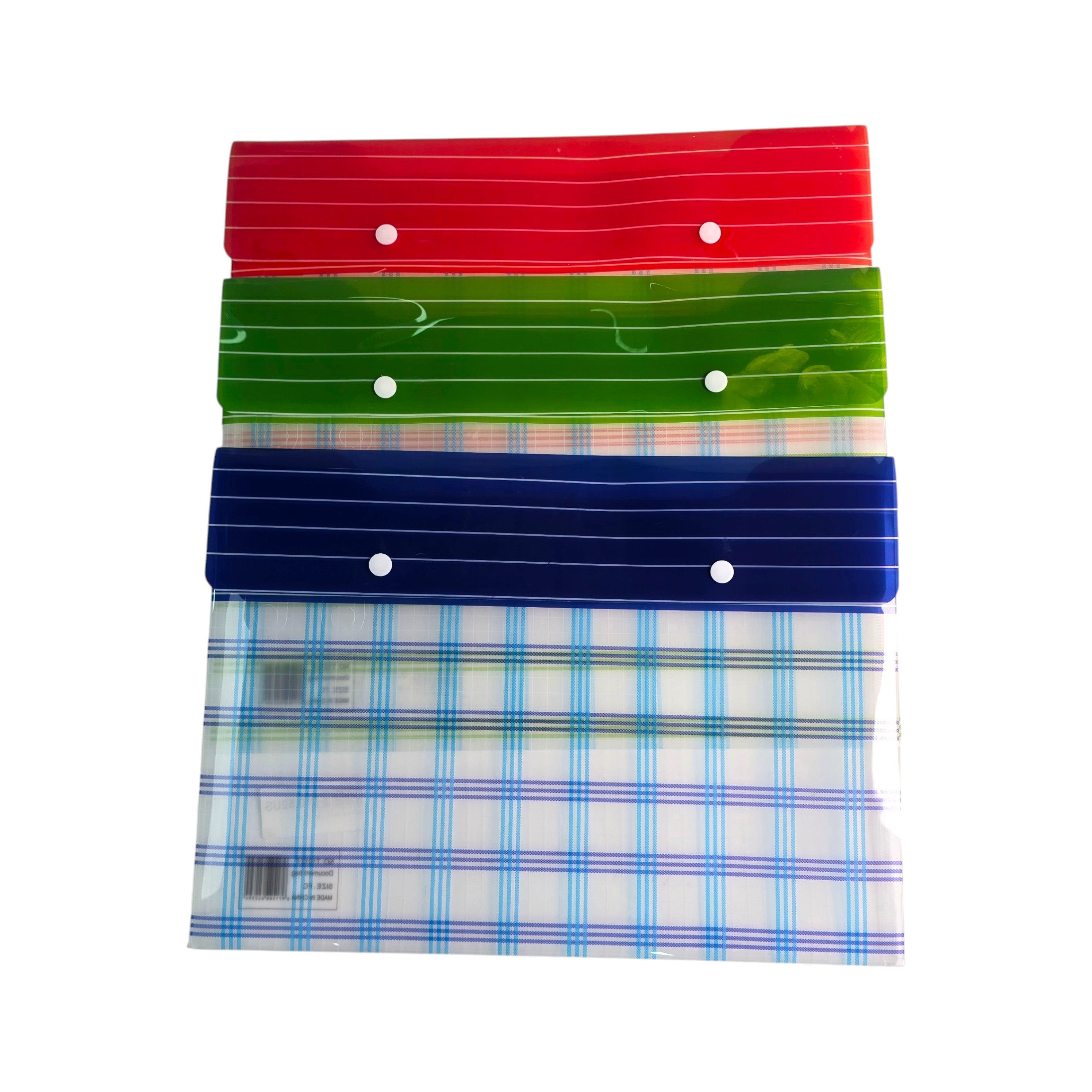 Striped Button Document Folder