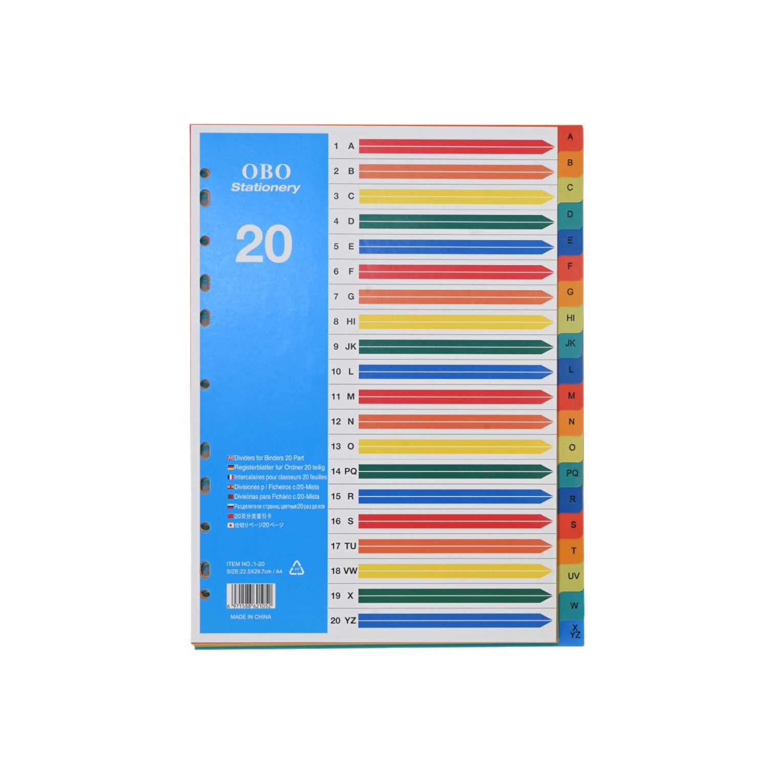 OBO A4 Colored Index Divider
