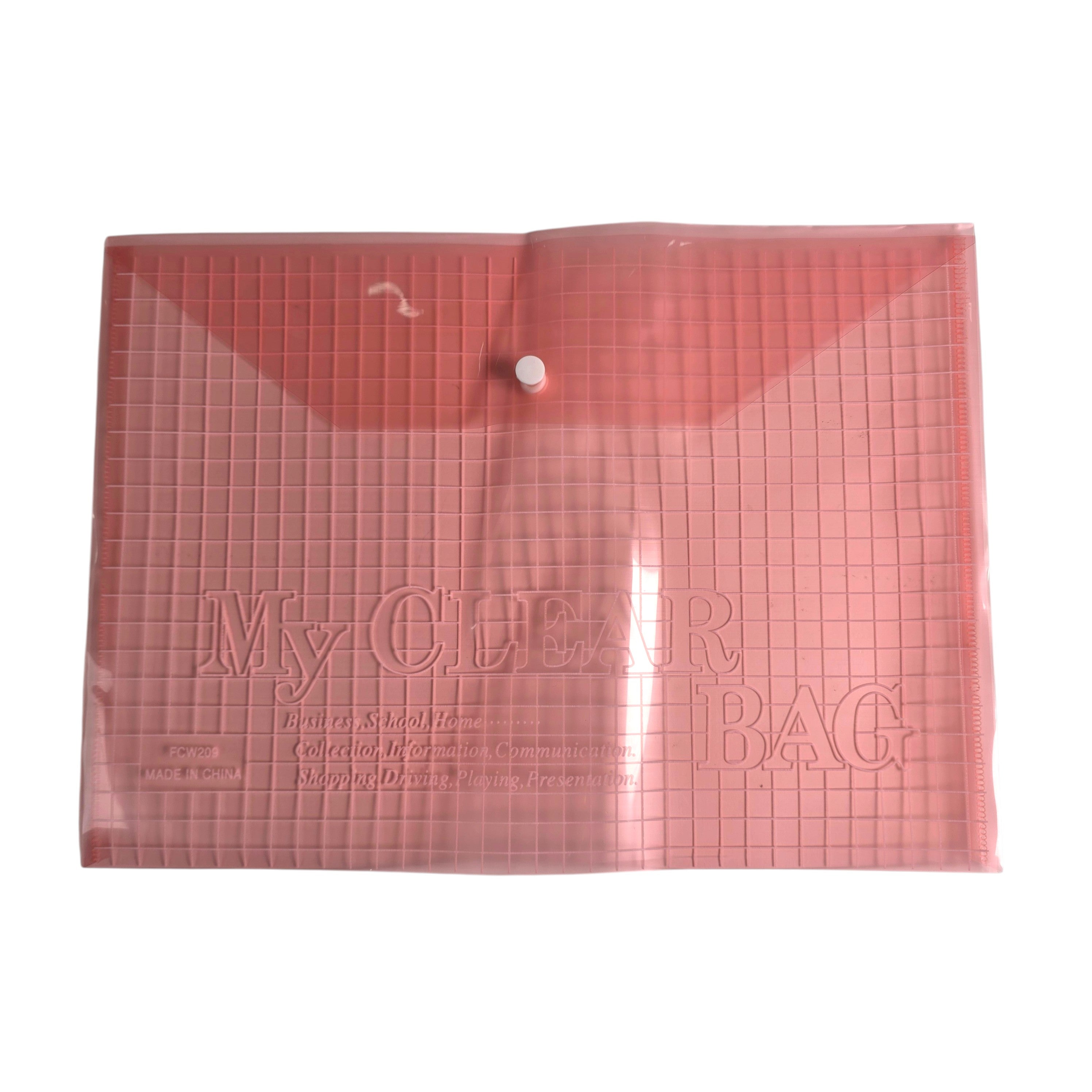A4 Transparent Grid Snap Button Envelope