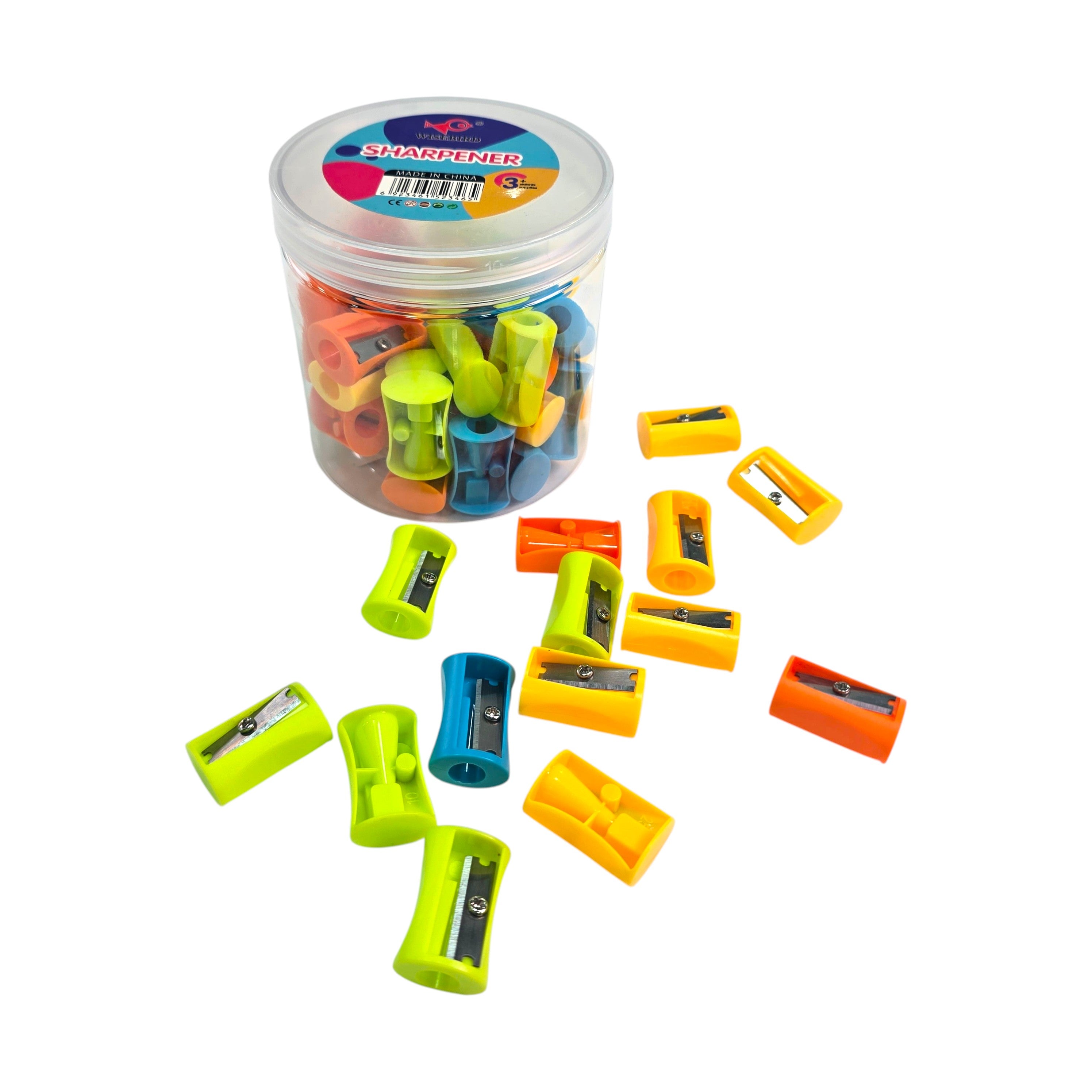Color Plastic Pencil Sharpener 50PCS Jar