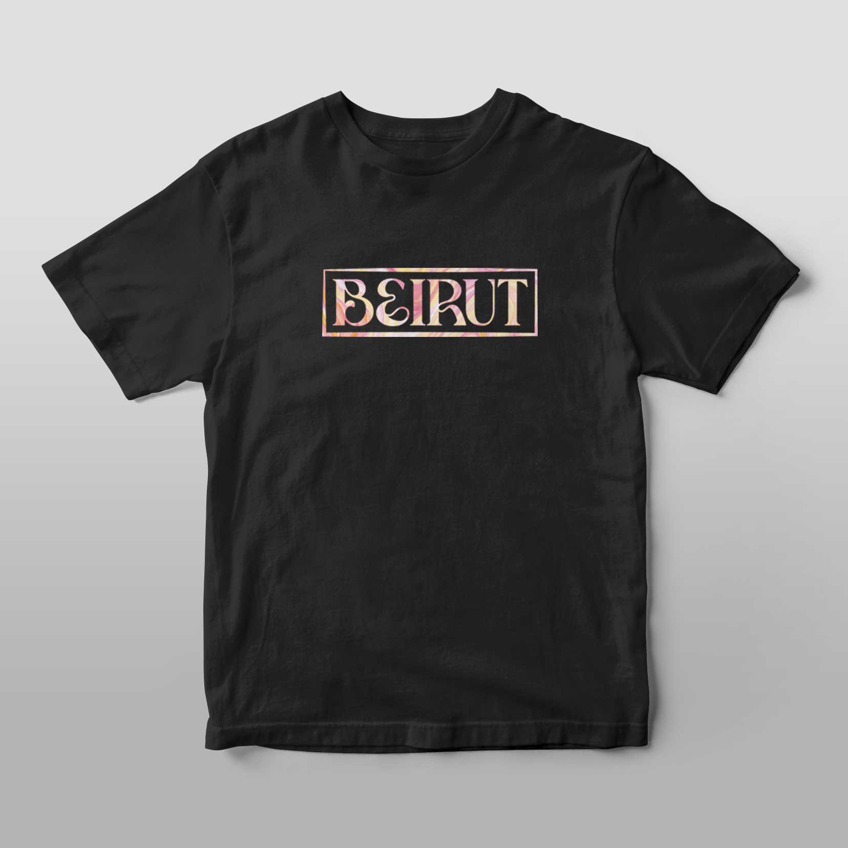 Beirut Pink Marble Black T-Shirt