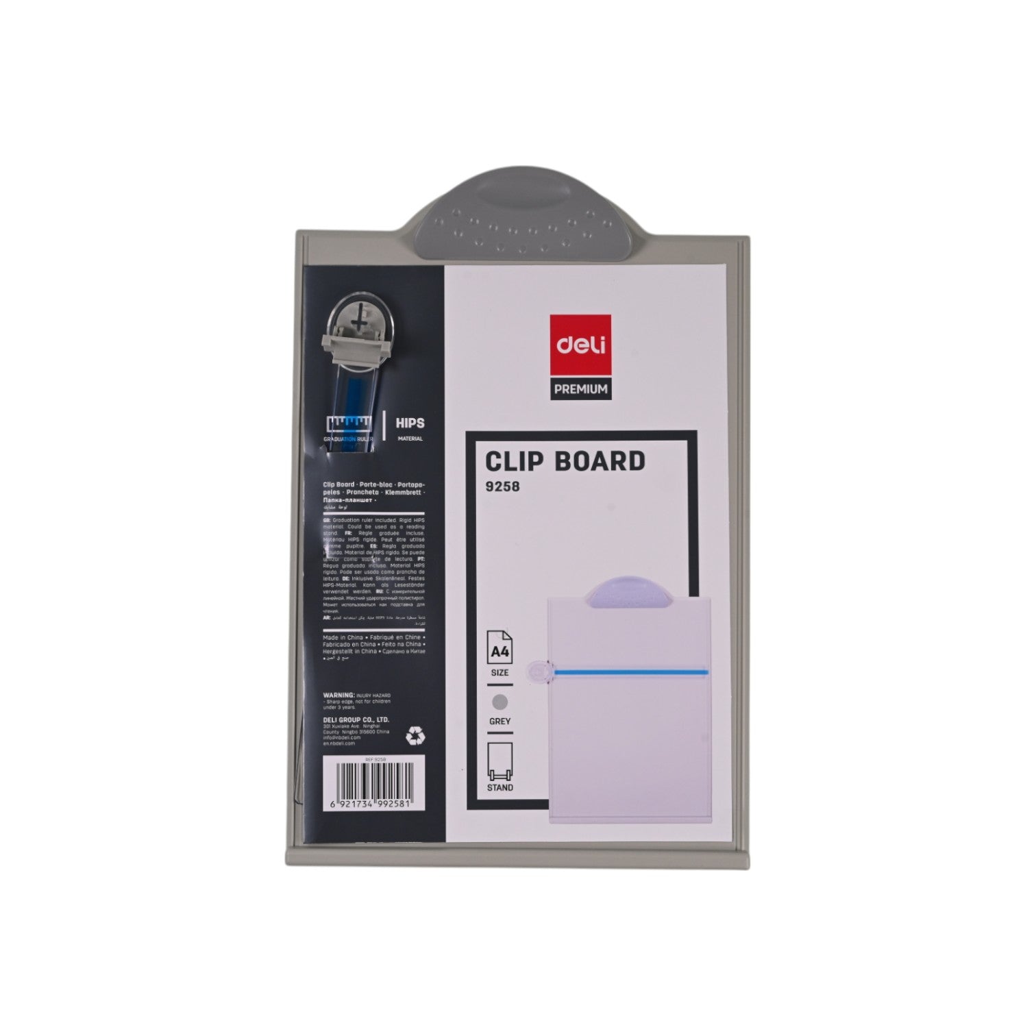 Deli Grey Clipboard A4