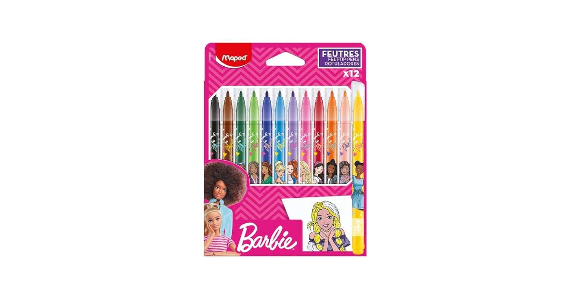 Maped Barbie Felt Tip Pens-12 Colors