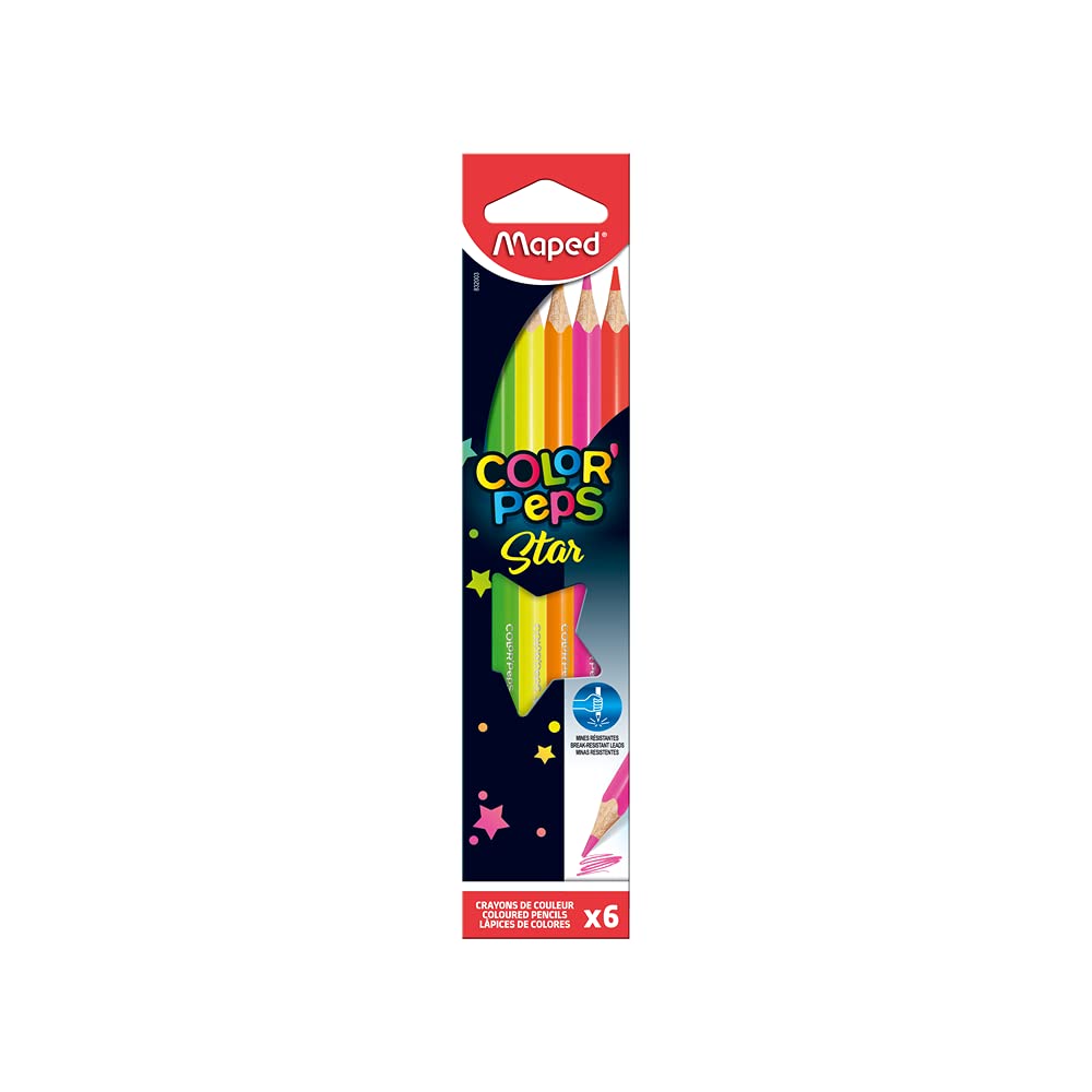 Maped Fluo Color Pencils-6 Colors