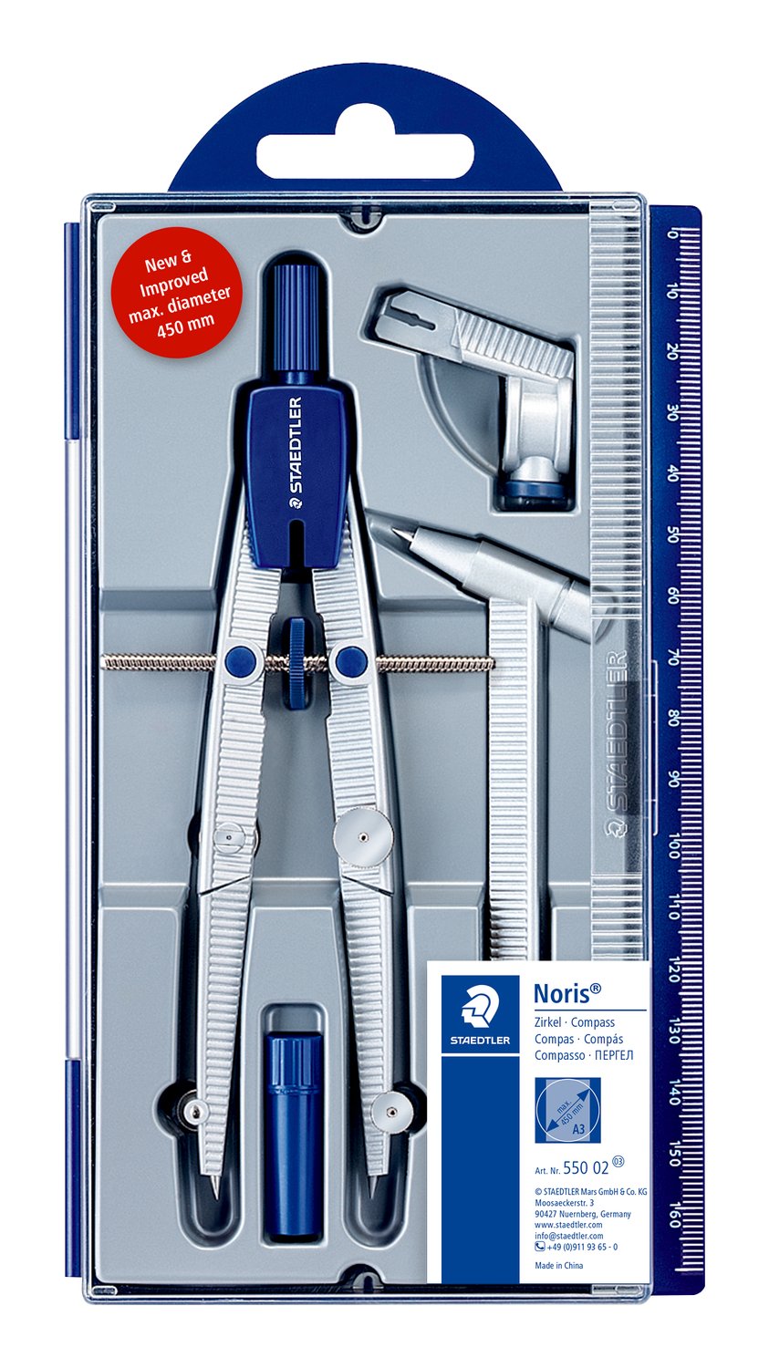Staedtler Noris Compass With Center Wheel 156mm With Lead