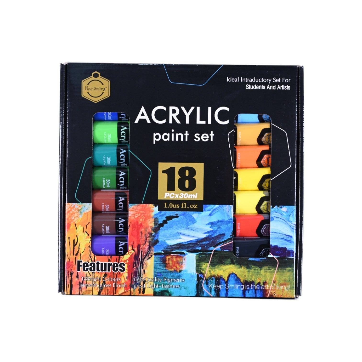 Keep Smiling Acrylic Paint Set 18 x 30ml