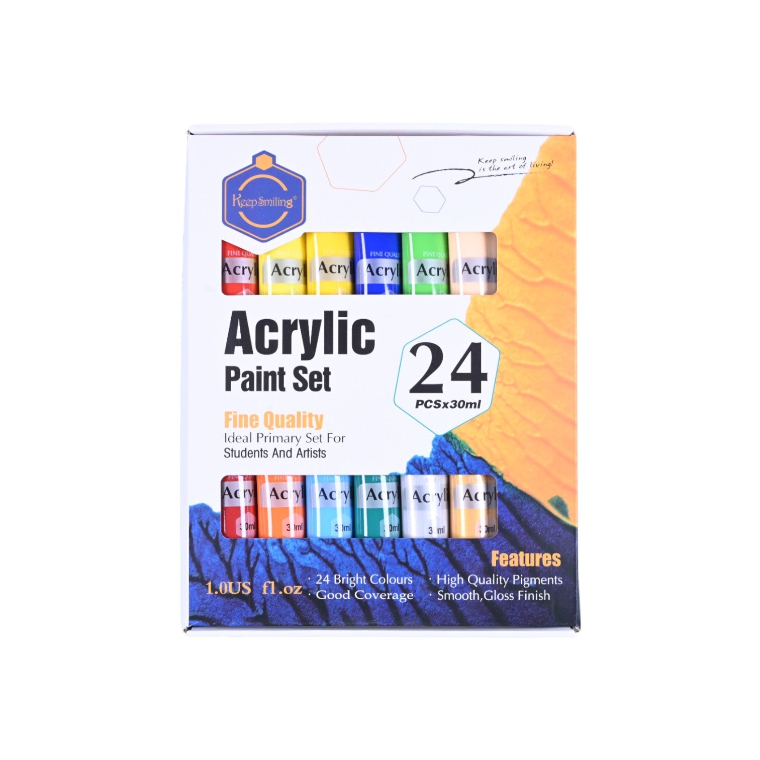 Keep Smiling Acrylic Paint Set 24 x 30ml