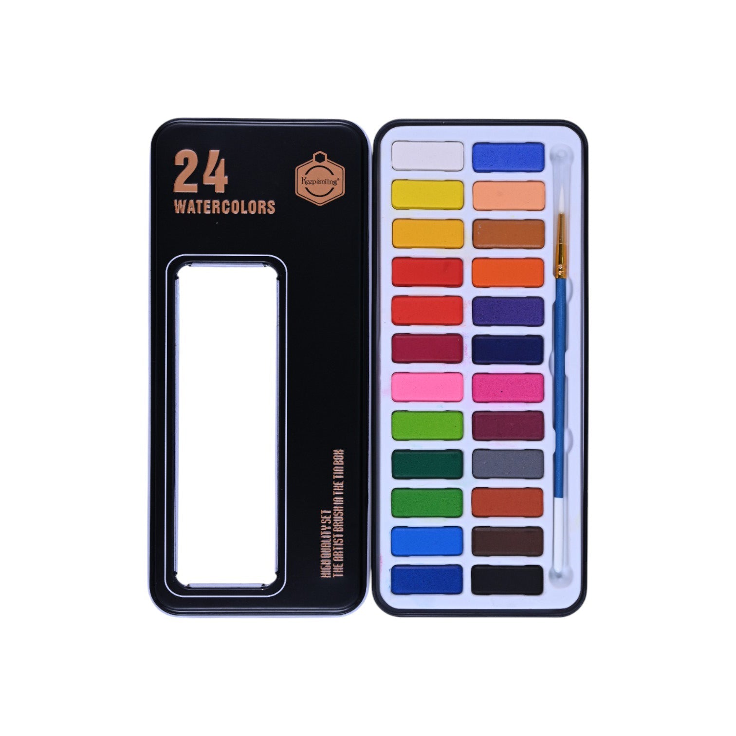 Keep Smiling Metal Case Watercolour Set