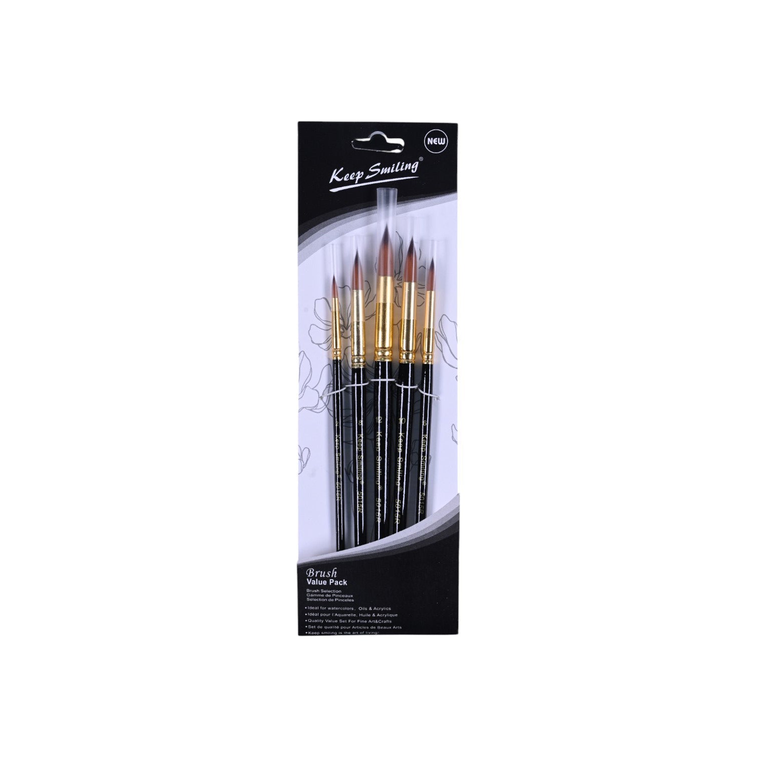 Keep Smiling Precision Round 5-Brush Set