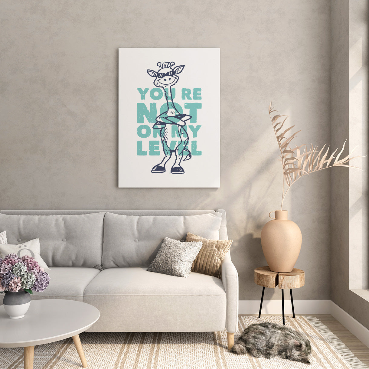 Not My Level Giraffe Canvas
