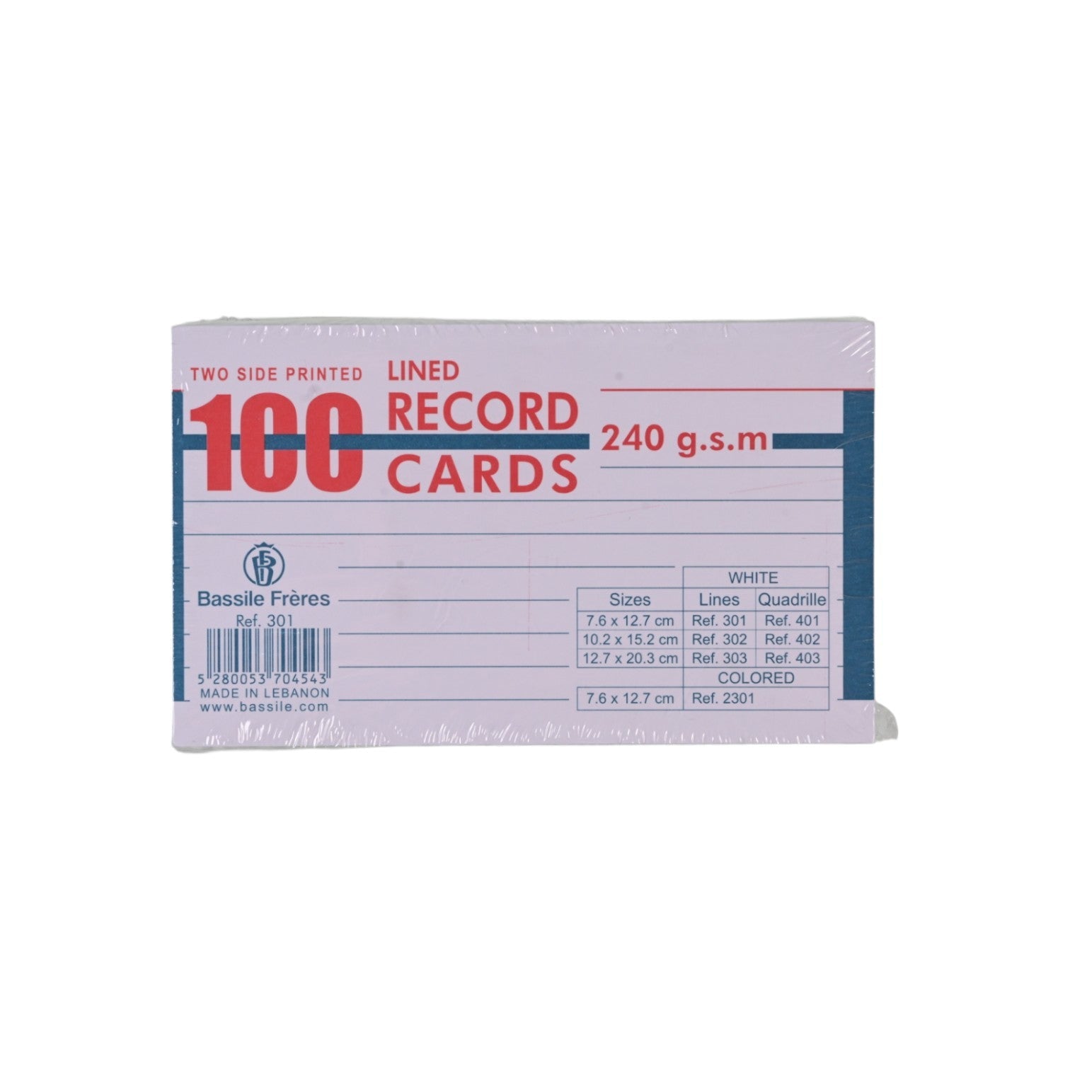 Record Cards Lined