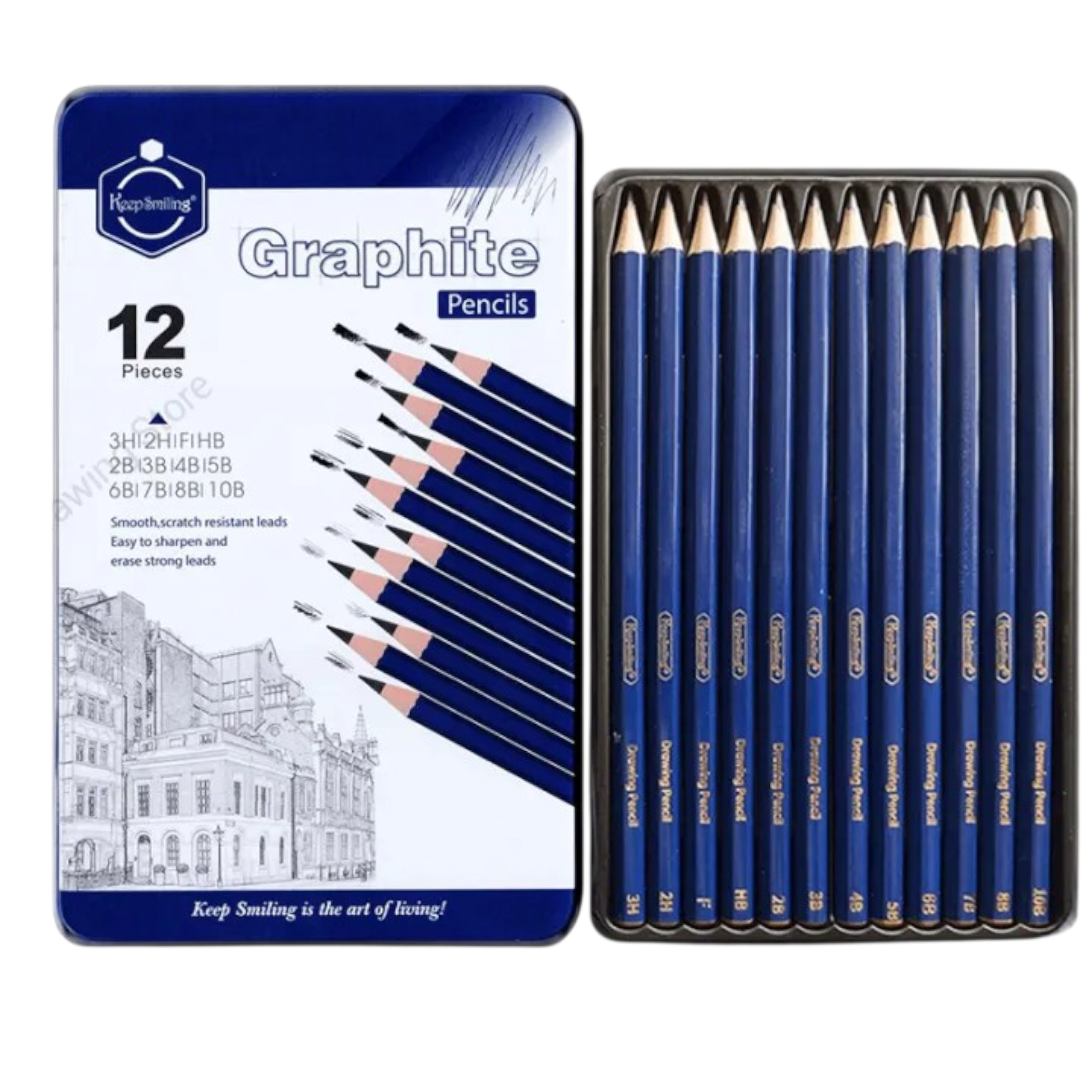 Graphite Drawing Pencils Set 12(Metal Box)