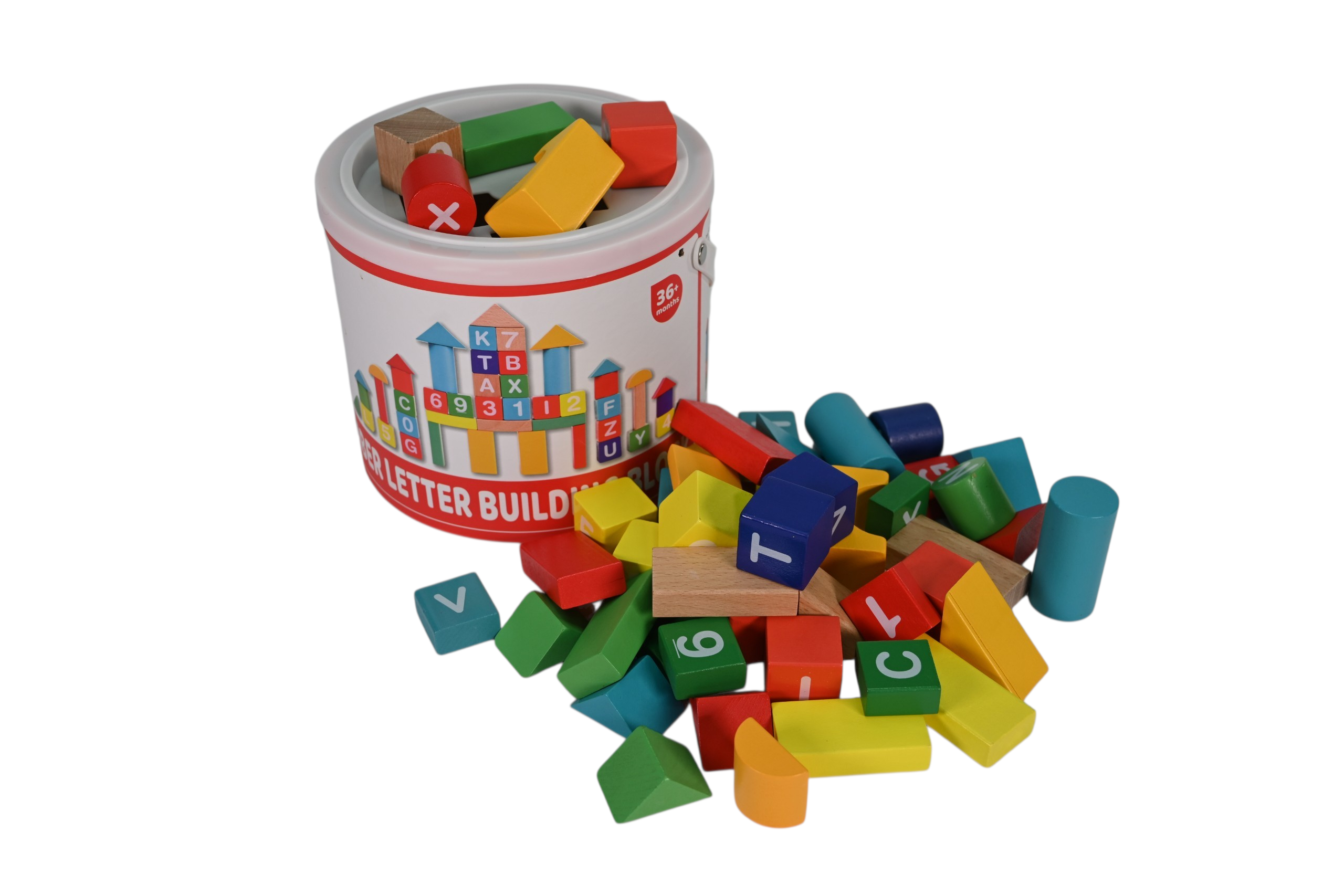 Wooden Alphabet & Shape Building Blocks Set