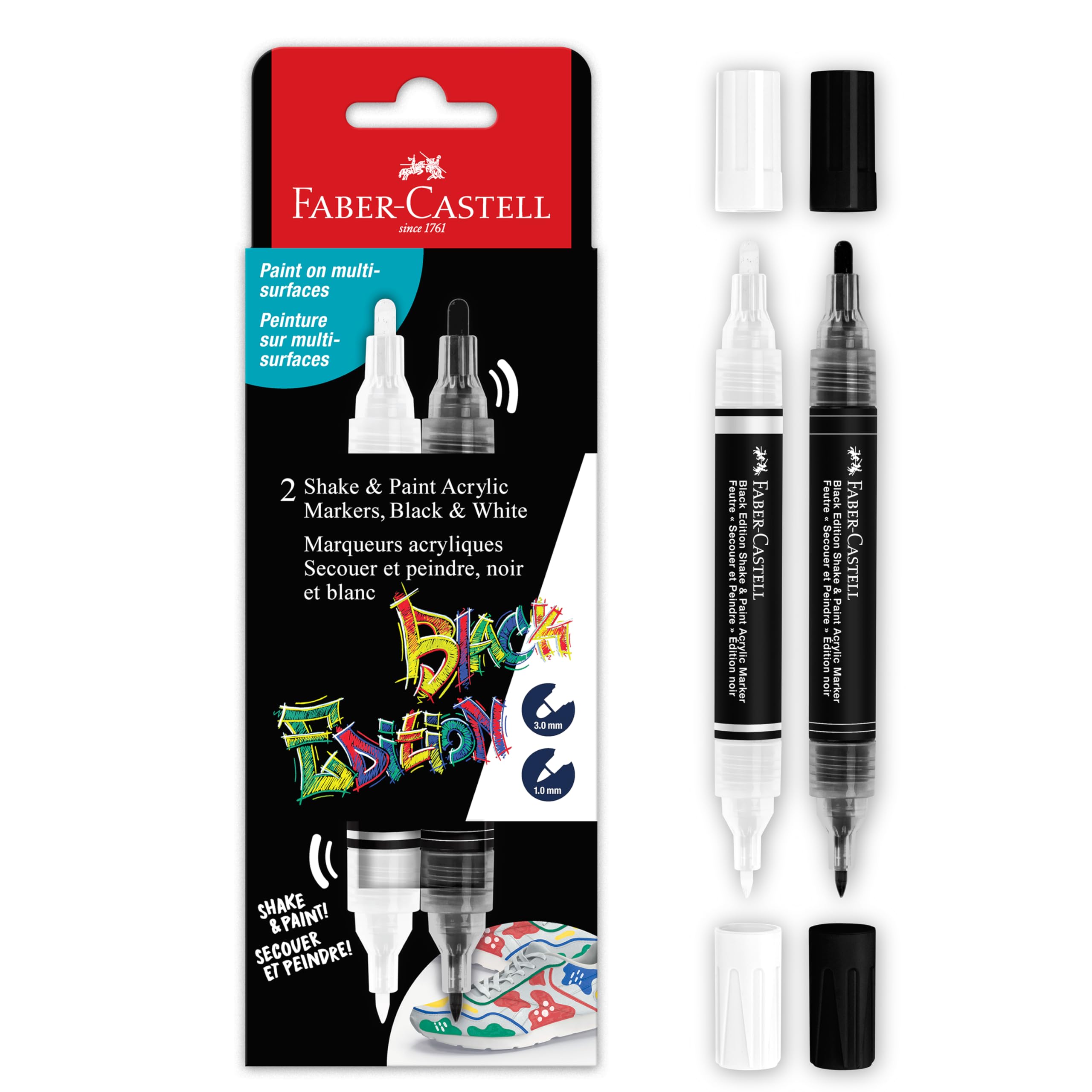 Faber Castell Shake & Paint Acrylic Markers Black & White