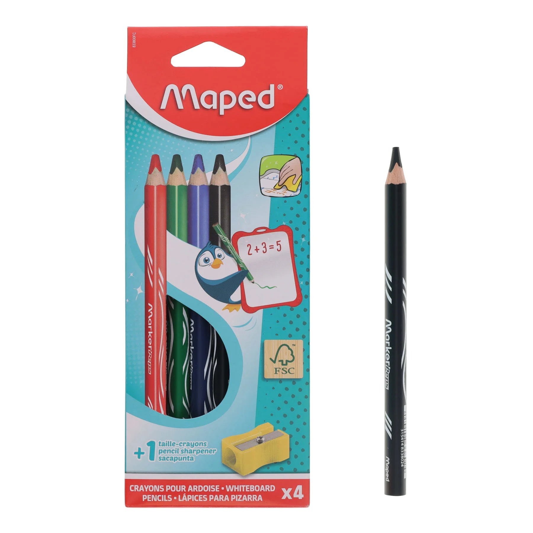 Maped Whiteboard Wooden Markers + Sharpener